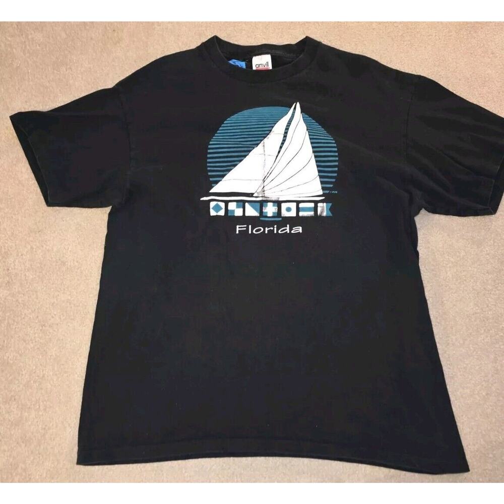 Vintage Florida T Shirt Mens Size XL Sailboat Dolphin Single Stitch USA